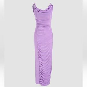 Cider Cowl Neck Solid Ruched Maxi Dress